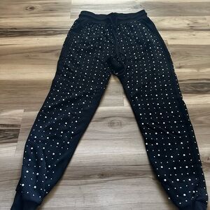 White Birch rhinestone and pearl joggers size small
